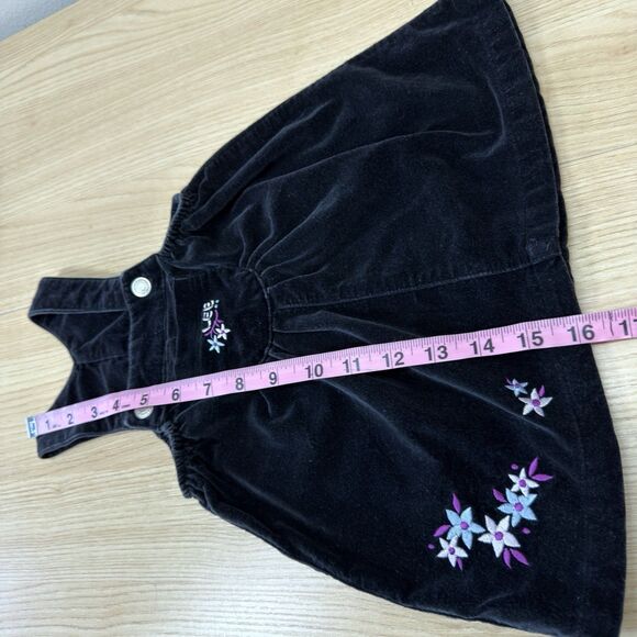 Vintage Lee Cordroy Dress Girls 18M Black Embroidered Y2k Fall Cottagecore Fairy - Picture 8 of 9